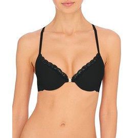 Natori Women's Feathers Front Close T-Back Bra, Black, 34C