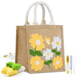 Groodo Punch Needle Kit for Beginners, Easy DIY Embroidery Set for Kids & Adults Complete Embroidery Tote Bag Set with Punch Needle Tool & Easy Instructions