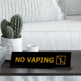 Signs ByLITA No Vaping, Gold Black Frame, Desk Sign (2x8")