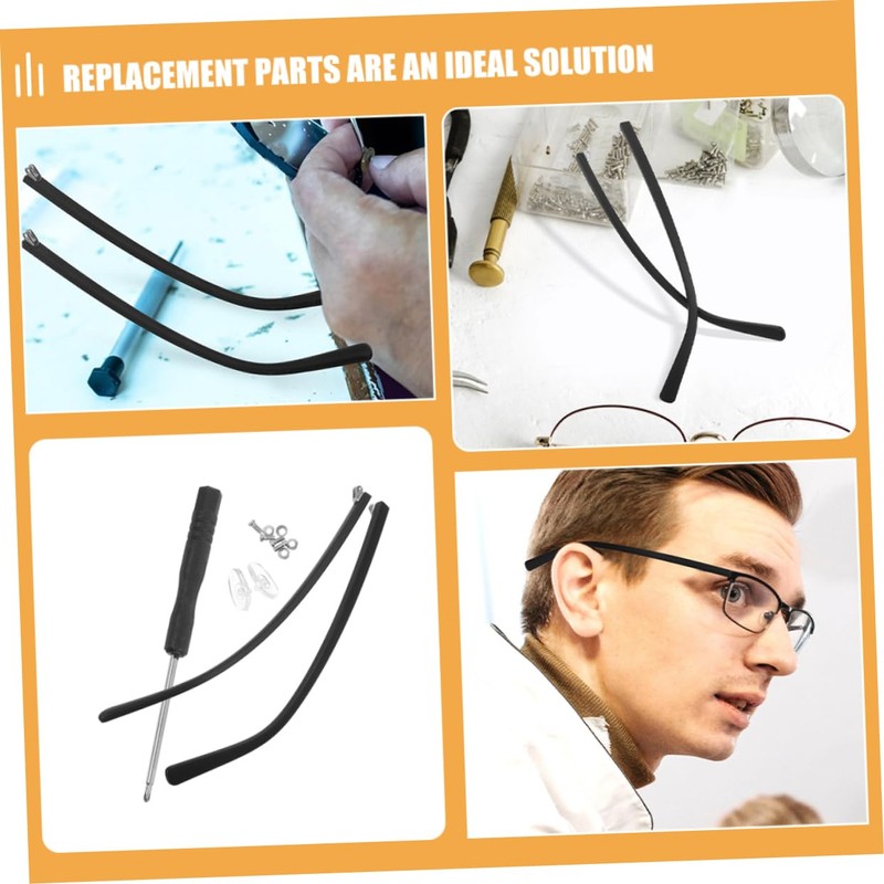 Operitacx 2 Pairs Eyeglass Replacement Temple Arms Durable Repair Kit