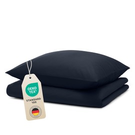 Blumtal Bed Linen 135 x 200 cm + 50 x 80 cm Pillowcase - Oeko-Tex Certified Microfibre Bed Linen Set - Microfibre Duvet Cover up to 95 °C - Duvet Cover + Pillowcase 2-Piece - Duvet Cover Dark Ocean