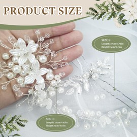 RainFlowwer Accesorios para El Cabello con Flores Plateadas para Bodas Y Graduaciones, Diadema de Cristal con Perlas Y Pieza para El Cabello Plateada.
