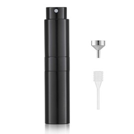 LISAPACK 8ML Atomizer Perfume Spray Bottle for Travel, Empty Refillable Cologne Dispenser, Portable Sprayer for Men and Women (Gloss Black)