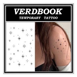 VERDBOOK Waterproof Temporary Tattoos: 2-Sheet Tattoo Kit with Realistic Body Stickers, Semi-Permanent Tattoos for Adults Lasting 7-15 Days – Safe for Men & Women, Realistic Star Galaxy