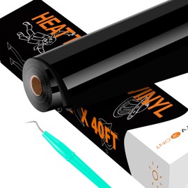 HTVRONT Black HTV Heat Transfer Vinyl - 12" X 40FT Black Iron on Vinyl for Cricut & Other Cutting Machines, Black HTV Vinyl Black Heat Transfer Vinyl for T Shirts - Easy to Use for Heat Vinyl Design