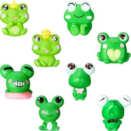 Cute Frog Miniature Figurines Mini Garden Frog Ornaments Animals Model Fairy Garden Miniature Moss Landscape DIY Craft for Home Party Decoration Supplies (8 Pieces)