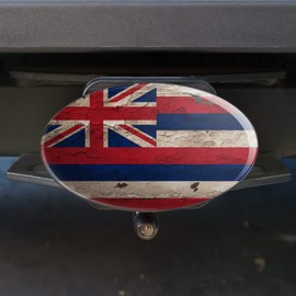 GRAPHICS & MORE Rustic Distressed Hawaii State Flag Oval Tow Trailer Hitch Cover Plug Insert
