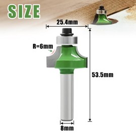 NICAVKIT Rounding Cutter 8 mm Shank, Radius 6 mm, Carbide Round Cutter for Router with Ball Bearings, Rounding Cutter for Woodworking, Edge Cutter Radius Cutter