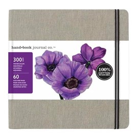 Handbook Journal Co. - Fluid 100 Watercolor Journal Sketchbook - 100% Cotton Cold Press Paper, Hardcover Linen Square 8.25 x 8.25 Inches, 30 Pages, Artist Supplies