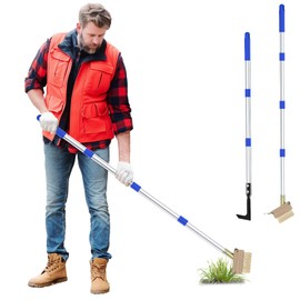 Viscogrip Crack Weeder Tool Set, Manual Stainless Steel Crevice Weeding Tool with Adjustable Handle for Moss & Weed Removal in Driveways, Patios, Pavers, Garden Cracks