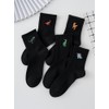 WDIRARA Men's 5 Pairs Dinosaur Embroidered Crew Socks Casual Cartoon