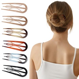 Sunolga Sunolga 6PCS French Hair Pins for Women, French Pins Hair, Large Hair Styling Pins for Thin Thick Hair, Unique 3 Internal Teeth Hair Sticks HairpinAmber