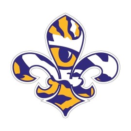 Craftique Mfg Co LSU Large Tiger Eye Fleur De Lis Decal 7 inch by 7.5 inch
