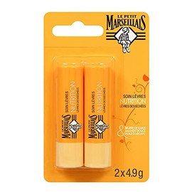 Le Petit Marseillais | Soin Lèvres Nutrition Lèvres Desséchées (2 tubos de 0.17 oz) – Baume à lèvres au beurre de karité, amande douce et huile d'argan – Stick à lèvres nourrissant