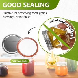 FGSAEOR Canning Lids and Rings Regular Mouth, 24Pcs Split Type Metal Mason Jar Lids with Bands for Regular Mouth Ball, Kerr Jars - Food Grade with Silicone Airtight Seal Premium Small Canning Lids