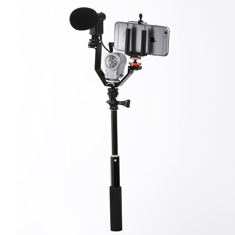 Movo 3BA-3 Heavy-Duty Video Accessory Triple Shoe Bracket for Lights,