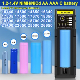 18650 Battery Charger,Intelligent USB Universal Battery Charger for 3.7V-4.2V Li-ion 18650 18500 21700 26650 14500 16340(RCR123) 1.2V Ni-MH Ni-CD AA AAA Battery