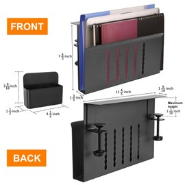 UYHKVXF Desk Side Storage, Under Steel Hanging Organizer, No Drill Cable Management Tray, Laptop Holder, with Pen Storage for Office and Home Black (Black)