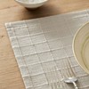 ZeeMart Artisanal Grid Decorative Linen Placemats Set of 6, Ivory