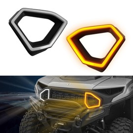 LitMiRaCle LED Front Grille Accent Light for Polaris Ranger XD 1500, Fascia Auxiliary Signature Lights w/DRL & Yellow Turn Signal Grill Lamps for Polaris Ranger Crew/XD 1500 2024 Accessories, 2PCS