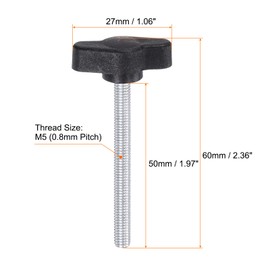 QUARKZMAN Pack of 20 Thumb Screws with T Wing Knobs, M5 x 50 mm, Plastic T-Head Threaded Bolts, Clamping Screw, Wing Screw, Grab Handles, 27 mm Clamping Button, Thumb Screws for Machine, Black