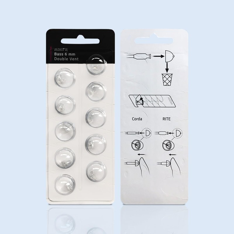 MiniFit bass Double Vent Domes for Oticon Hearing Aids, 6mm,