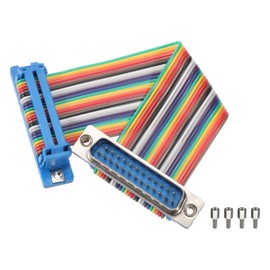 MECCANIXITY IDC Rainbow Wire Flat Ribbon Cable DB25 Male to DB25 Female 3.9 Inch Length 2.54mm Pitch Breadboard Jumper Wires for Electronic Projects