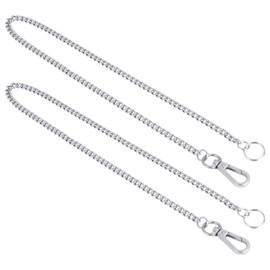 welsberg 2x keychain 50 cm long wallet chain, pants chain made of stainless steel, silver link chain for men women with snap hook and key ring