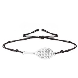 Dreamtimes Tennis Racket Bracelet for Women Men Stainless Steel Sporty Tennis Player Gift Adjustable Chain Tennis Lover Jewelry for Fans Athletes (Black)