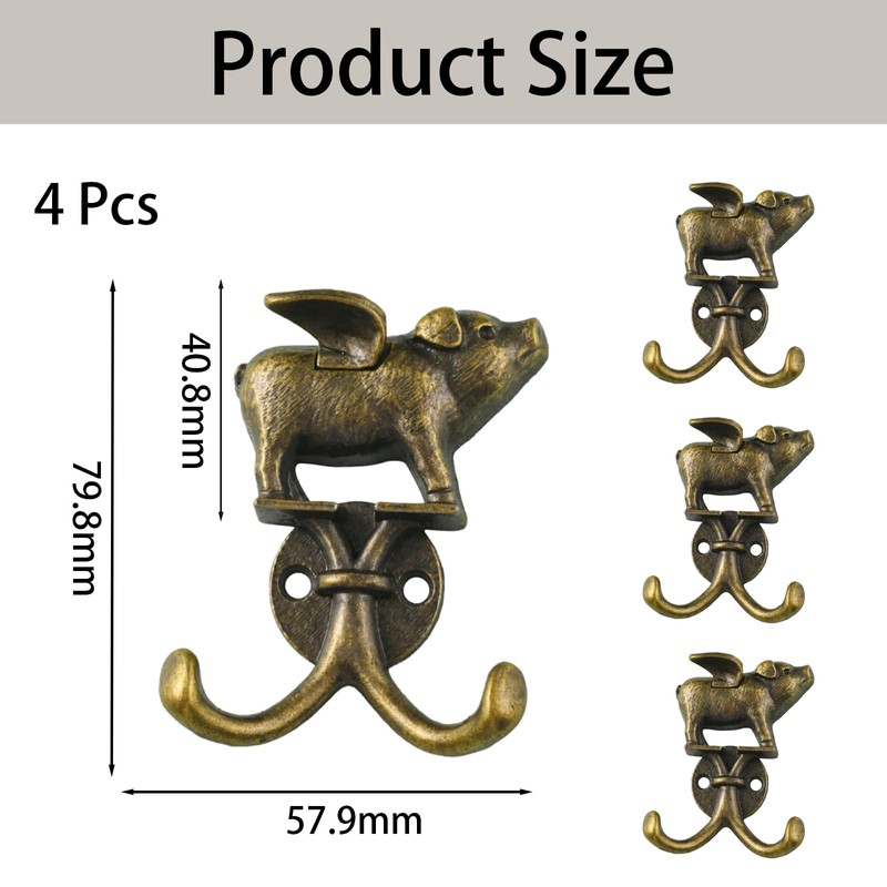 KxrTpx Antique Brass Coat Hooks, Decorative Brass Door Hooks and