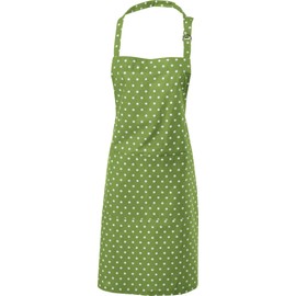 REDBEST Apron Dots 100% Cotton Green Size 75 x 90 cm - Adjustable Neck Loop, Large Patch Pocket, Robust, Smooth Fabric (Other Colours)