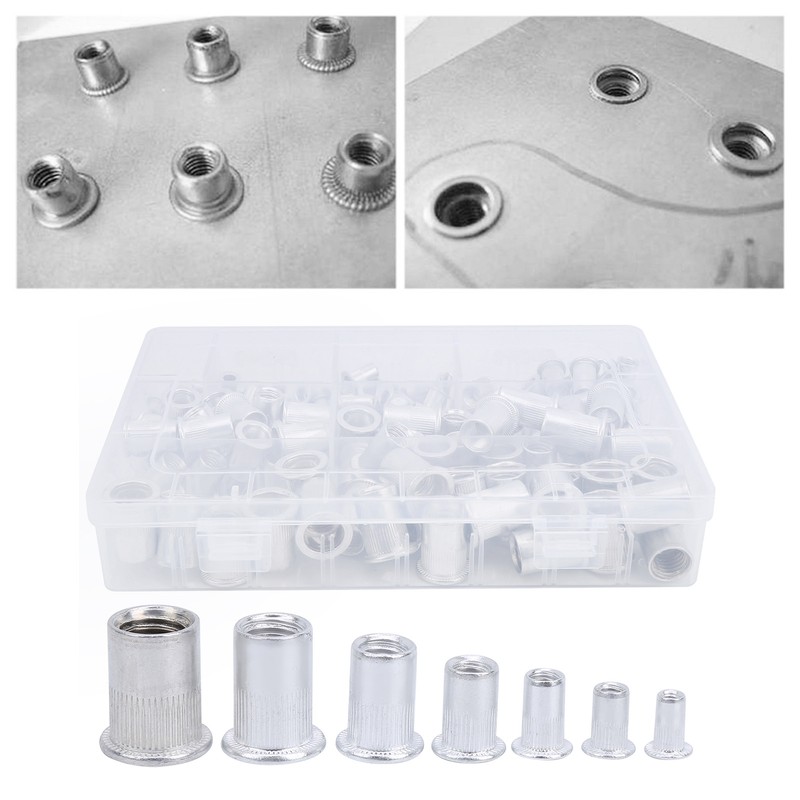 175pcs Rivet Nut Set Flat Head Aluminium Nutsert Assortment with