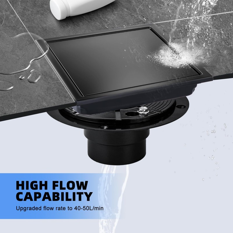 morefine Square Shower Floor Drain with Flange, Shower Drain 6