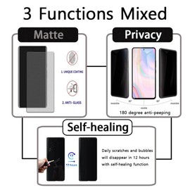 [3+2] 3 Matte Privacy TPU film screen protector + 2 3D Carving Lens Protector compatible with Galaxy S24 5G 2024 Easy to Install TPU Film screen protector Anti Glare & Peeping Scratch Resistant