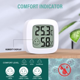 Pack of 4 Mini LCD Thermometer, Yomisee Thermometer, Indoor Hygrometer, Humidity Meter, Digital Thermometer Hygrometer for Baby Room, Living Room, Office
