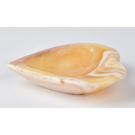 AMOYSTONE Natural Onyx Heart Bowl Yellow Agate Plate 4.7" Crystal Quartz Bowl for Reiki Healing Meditation Collection