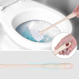 HMETOL Toilet Brush Wall Mount, Long Handle, Flexible Brush Head, Brush Holder Set, Bathroom Accessories Ventilation Slots Base, Household Essentials 2 Pack Yellow