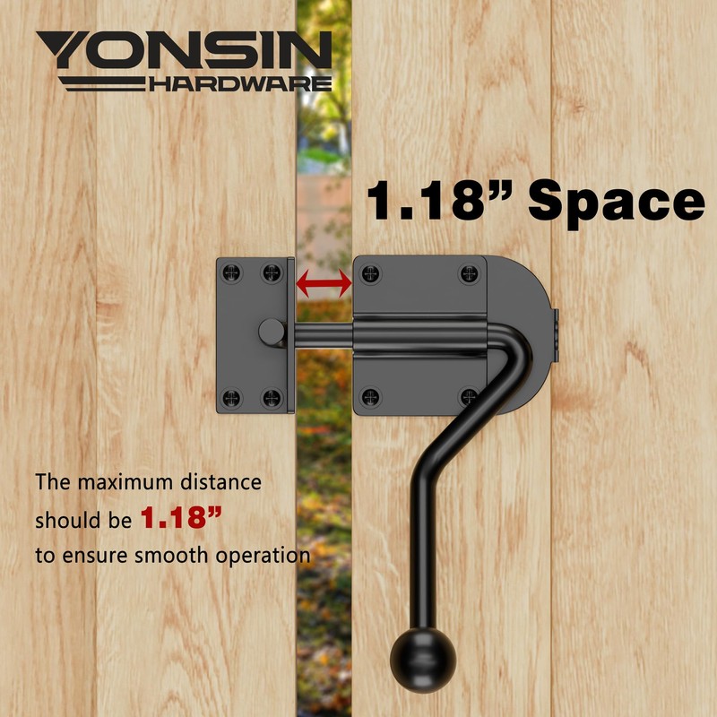 YONSIN Slide Bolt Gate Latch with Hook Heavy Duty, Sliding