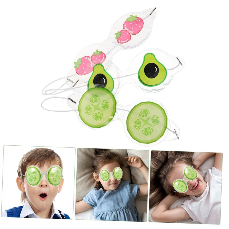 SAFIGLE 3pcs Reusable Cold Eye Masks for Cute Fruit Design