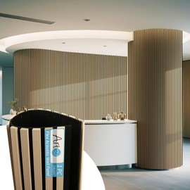 Art3d Acoustic Wood Slat Wall Panel with Roll-Flat Design - 95.3 x 23.8 Inch Sound Absorbing Panels for Living Room Columns Corridor Curved Wall Decor, 1-Pack Oak