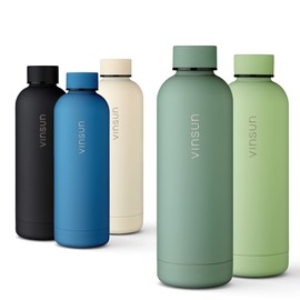 Vinsun Stainless Steel Drinking Bottle 500 ml Green – Leak-Proof, Suitable for Carbonated Drinks, BPA-Free – Thermos Flask for Sports, Outdoors, School, University, Bicycle,