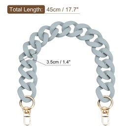 QUARKZMAN Acrylic Handbag Chain Strap 17.7 Inch Flat Handbag Replacement Strap Acrylic Flat Chain for Handbag Handbags Grey, gray