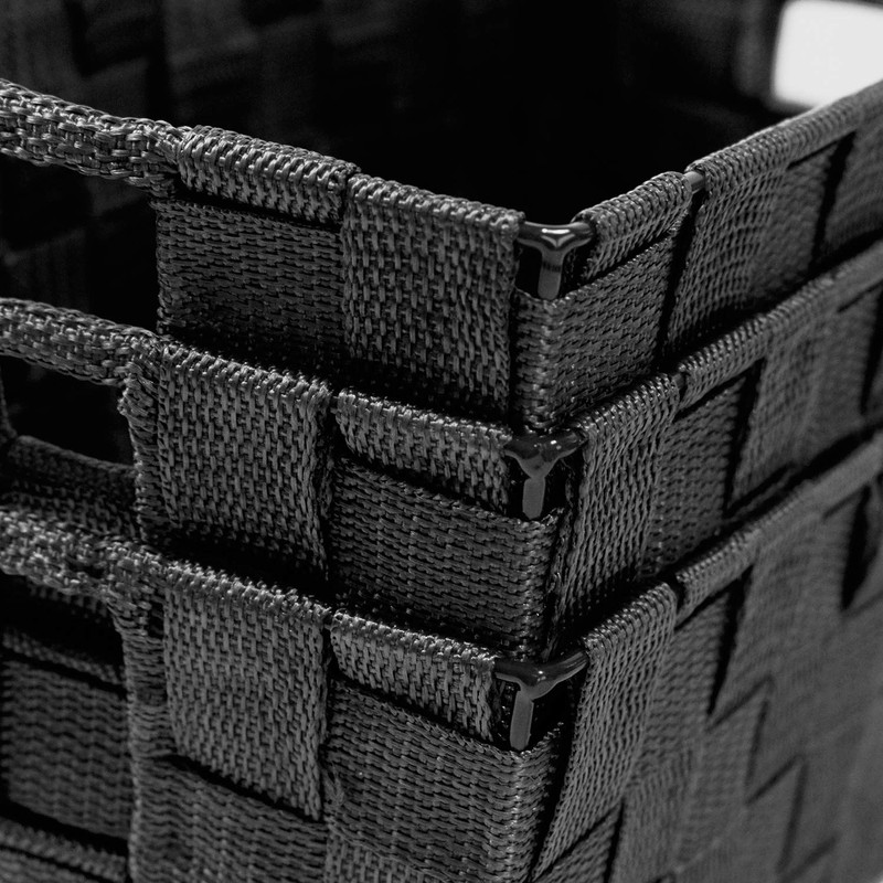 Woven Black Storage Baskets Shelf Tote Boxes Container, Durable Storage