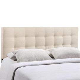 Rosebery Kids Modern Fabric Queen Tufted Panel Headboard in Ivory