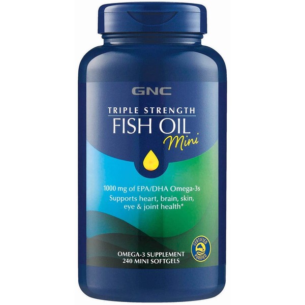 GNC Triple Strength Fish Oil Mini, 240 Softgels, for Joint, Skin, Eye and Heart Health