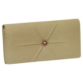 Luxury Leather Women's Purse Purse XXL with Press Stud 19 cm Various Colours, sand, Modern