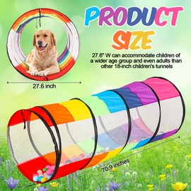Seenelling 27.6 Inch Extra Large Play Tunnel for Kids Pop Up Crawl Tunnels Colorful Crawls Tube for Toddler Collapsible Tunnel Toy Gift with Breathable Mesh for Children Pet Indoor Outdoor (2 Pcs)