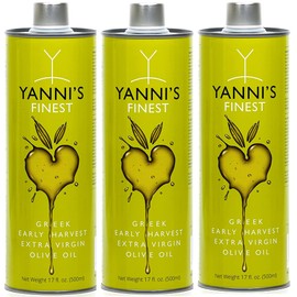 YANNI’S FINEST 3 Pack | Greek Multi Awarded Extra Virgin Olive Oil | 100% Natural | Single Origin | Cold Pressed | Early Harvest | Low Acidity | High in Polyphenols | Non-GMO | Gluten-Free | 17 fl.oz 3-Count