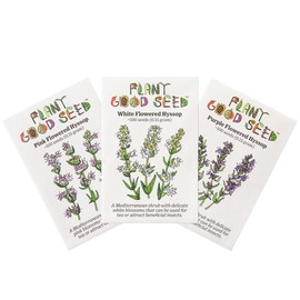Plant Good Seed Organic Hyssop Seed Collection - 3 Packets - Pink, Purple, White Hyssop Flowers, Heirloom Seeds for Planting Flowers - Gardening Supplies, Wildflower, Flower - from USA