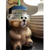 Kawaii Bear Sippy Cup 19oz, Clear Bear Glass Cup with
